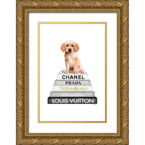 Golden Bookstack Gold Ornate Wood Framed Art Print with Double Matting by Amanda Greenwood