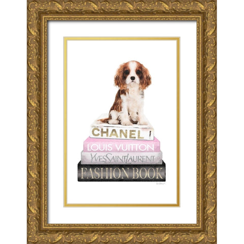 King of the Bookstack Gold Ornate Wood Framed Art Print with Double Matting by Amanda Greenwood