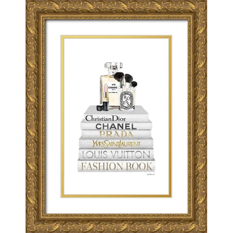 Bookstack makeup II Gold Ornate Wood Framed Art Print with Double Matting by Amanda Greenwood