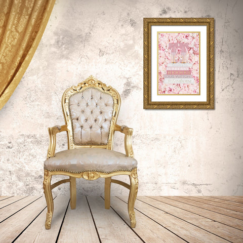 Bookstack Pink shoes Gold Ornate Wood Framed Art Print with Double Matting by Amanda Greenwood