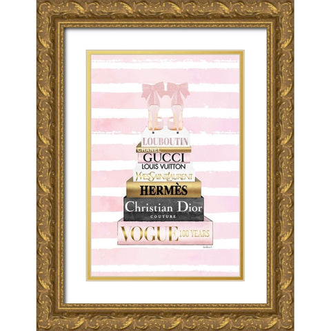 Bookstack Pink shoes II Gold Ornate Wood Framed Art Print with Double Matting by Amanda Greenwood