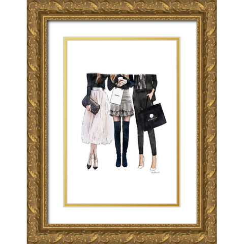 Friends Shopping Gold Ornate Wood Framed Art Print with Double Matting by Amanda Greenwood