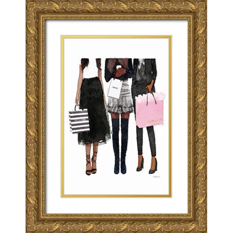 Freinds Shopping II Gold Ornate Wood Framed Art Print with Double Matting by Amanda Greenwood
