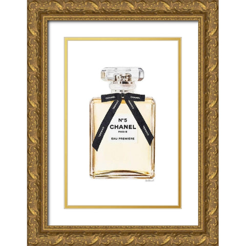 Black Bow Perfume Gold Ornate Wood Framed Art Print with Double Matting by Greenwood, Amanda