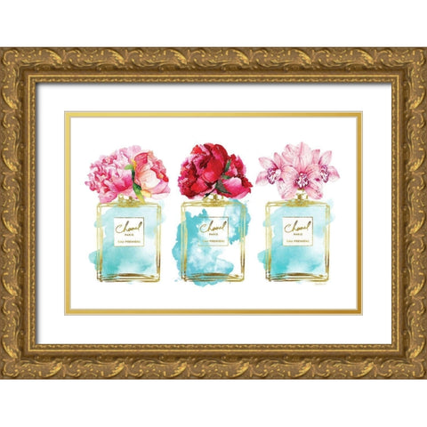 Perfume Bottle Bouquets XX Gold Ornate Wood Framed Art Print with Double Matting by Greenwood, Amanda