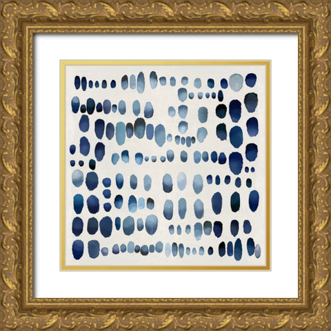Playful Blue I Gold Ornate Wood Framed Art Print with Double Matting by Perry, Angela