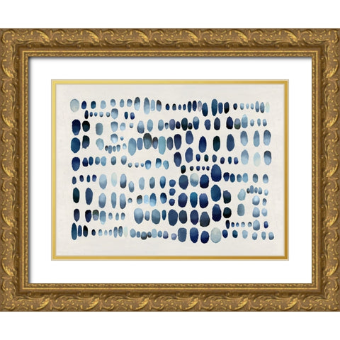 Playful Blue III Gold Ornate Wood Framed Art Print with Double Matting by Perry, Angela