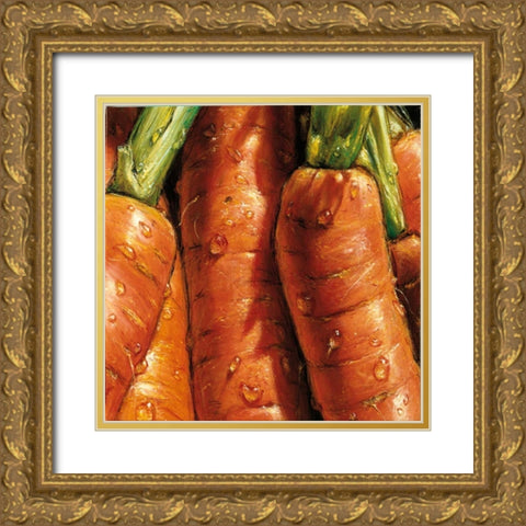 Carrots Gold Ornate Wood Framed Art Print with Double Matting by AlmaCh
