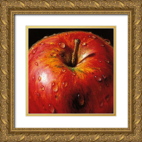 Apple Gold Ornate Wood Framed Art Print with Double Matting by AlmaCh