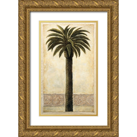 Silhouette Palms I Gold Ornate Wood Framed Art Print with Double Matting by Mazo, Andre