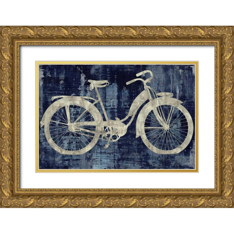 Vintage Ride In Blue Gold Ornate Wood Framed Art Print with Double Matting by Wade, Amanda