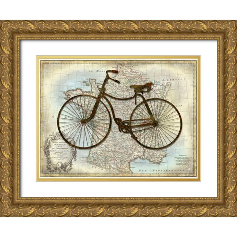 Bike France Gold Ornate Wood Framed Art Print with Double Matting by Wade, Amanda