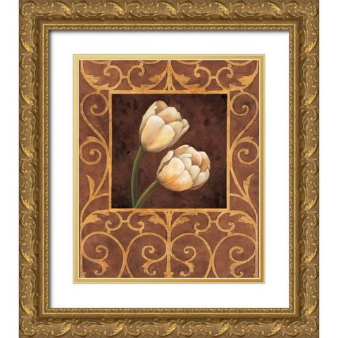 Ornamental Tulips Gold Ornate Wood Framed Art Print with Double Matting by Gonzales, Andres
