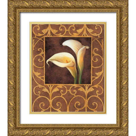 Ornamental Callas Gold Ornate Wood Framed Art Print with Double Matting by Gonzales, Andres