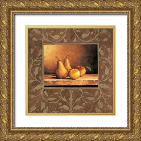 Pears and Apples Gold Ornate Wood Framed Art Print with Double Matting by Gonzales, Andres