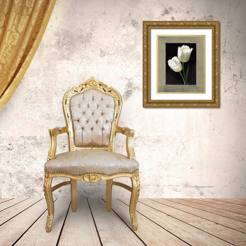 Tulipani bianchi Gold Ornate Wood Framed Art Print with Double Matting by Trivelli, Andrea