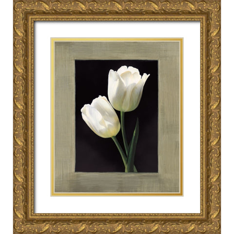 Tulipani bianchi Gold Ornate Wood Framed Art Print with Double Matting by Trivelli, Andrea