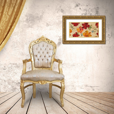 Fleurs du printemps Gold Ornate Wood Framed Art Print with Double Matting by Cleret, Audrey