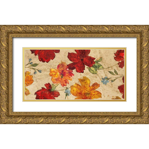 Fleurs du printemps Gold Ornate Wood Framed Art Print with Double Matting by Cleret, Audrey