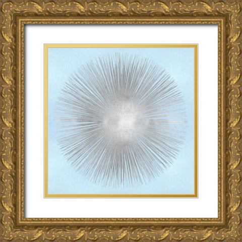 Sunburst Silver on Blue I Gold Ornate Wood Framed Art Print with Double Matting by Young, Abby