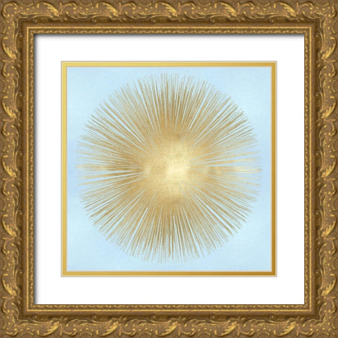 Sunburst Gold on Light Blue I Gold Ornate Wood Framed Art Print with Double Matting by Young, Abby