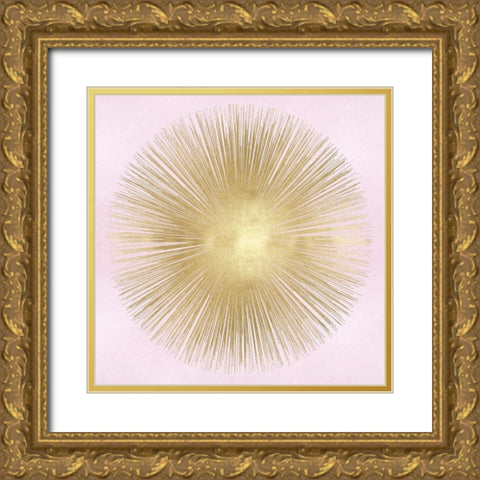 Sunburst Gold on Pink Blush I Gold Ornate Wood Framed Art Print with Double Matting by Young, Abby