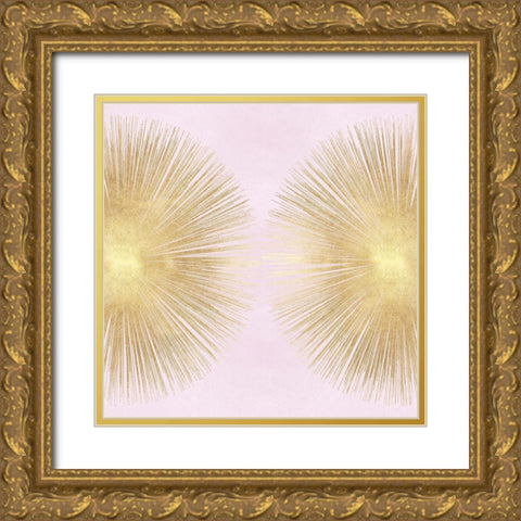 Sunburst Gold on Pink Blush II Gold Ornate Wood Framed Art Print with Double Matting by Young, Abby