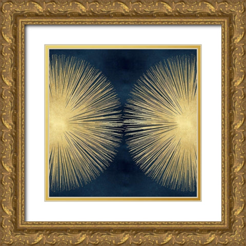 Sunburst Gold on Blue II Gold Ornate Wood Framed Art Print with Double Matting by Young, Abby