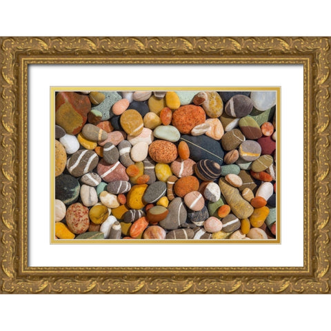Beach Stones Collection Gold Ornate Wood Framed Art Print with Double Matting by Markoff, Barbara