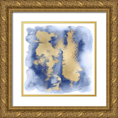 Blue Mist with Gold II Gold Ornate Wood Framed Art Print with Double Matting by Riley, Bella