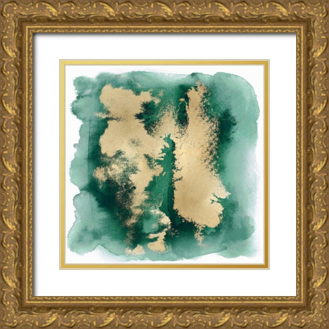 Emerald Mist with Gold II Gold Ornate Wood Framed Art Print with Double Matting by Riley, Bella