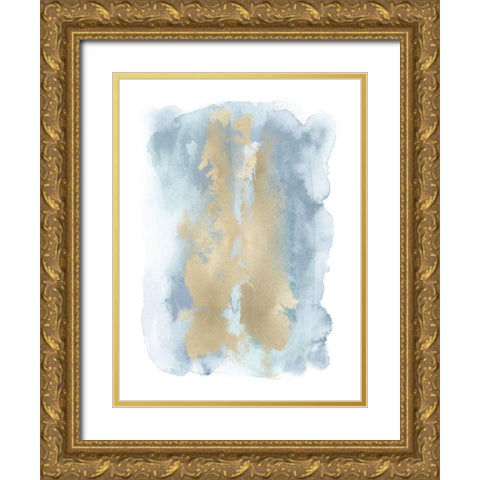 Soft Blue Mist With Gold II Gold Ornate Wood Framed Art Print with Double Matting by Riley, Bella