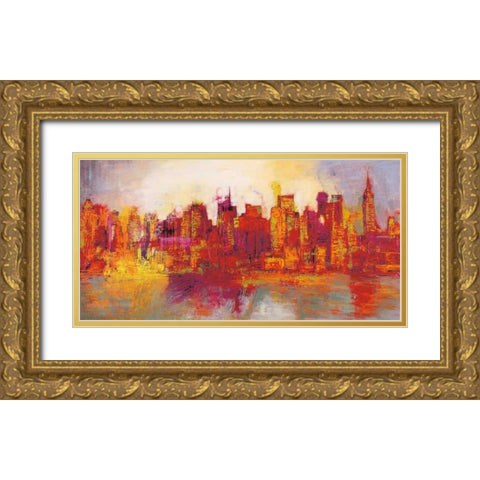 Abstract New York City Gold Ornate Wood Framed Art Print with Double Matting by Carter, Brian