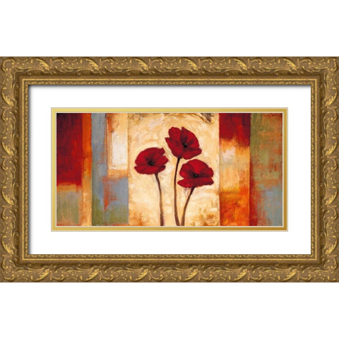 Poppies in Rhythm I Gold Ornate Wood Framed Art Print with Double Matting by Francis, Brian