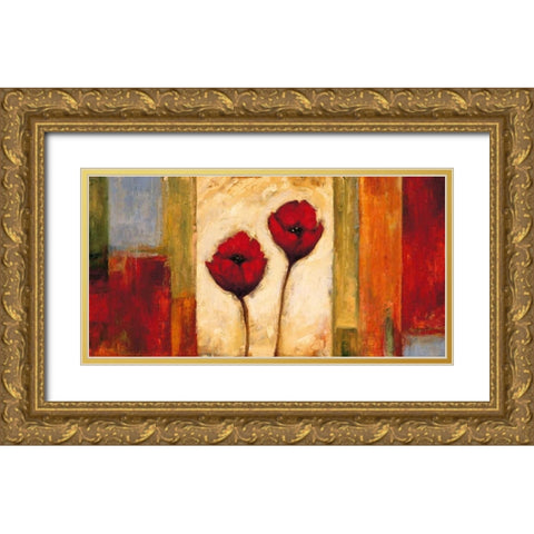 Poppies in Rhythm II Gold Ornate Wood Framed Art Print with Double Matting by Francis, Brian