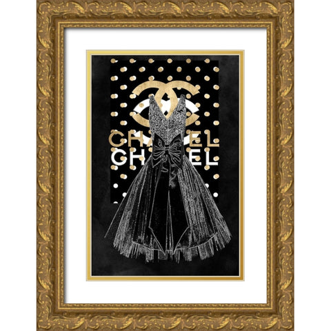 Fashion Dress Black Gold Ornate Wood Framed Art Print with Double Matting by Blake, Madeline