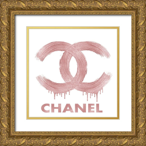 Fashion Logo Pink Blush Gold Ornate Wood Framed Art Print with Double Matting by Blake, Madeline