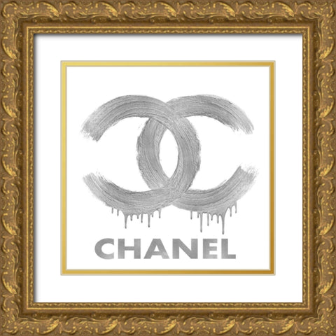 Fashion Logo Silver on White Gold Ornate Wood Framed Art Print with Double Matting by Blake, Madeline