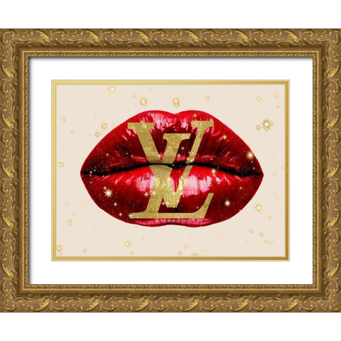 Fashion Lips Red II Gold Ornate Wood Framed Art Print with Double Matting by Blake, Madeline