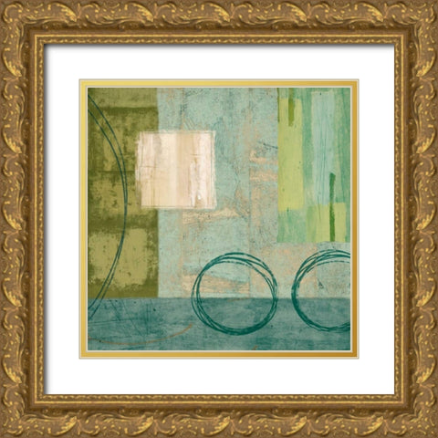 Aquamarine I Gold Ornate Wood Framed Art Print with Double Matting by Nelson, Brent