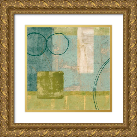 Aquamarine II Gold Ornate Wood Framed Art Print with Double Matting by Nelson, Brent