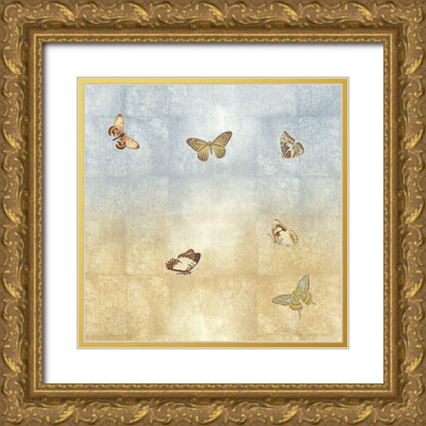 Butterflies II Gold Ornate Wood Framed Art Print with Double Matting by Blake, Madeline