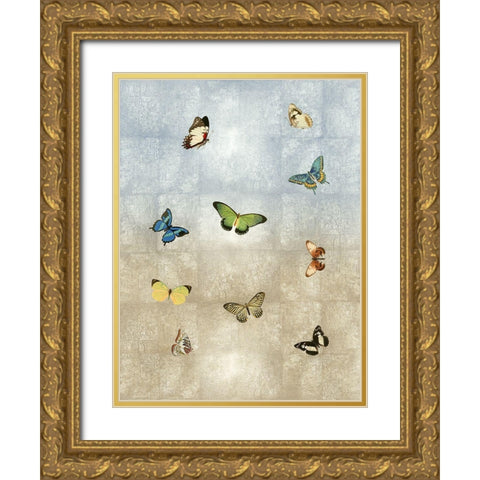 Butterflies Meet Up I Gold Ornate Wood Framed Art Print with Double Matting by Blake, Madeline