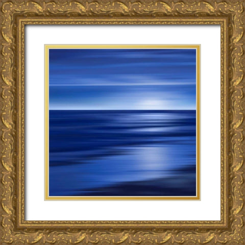 Midnight Blue Gold Ornate Wood Framed Art Print with Double Matting by Anderson, Carly