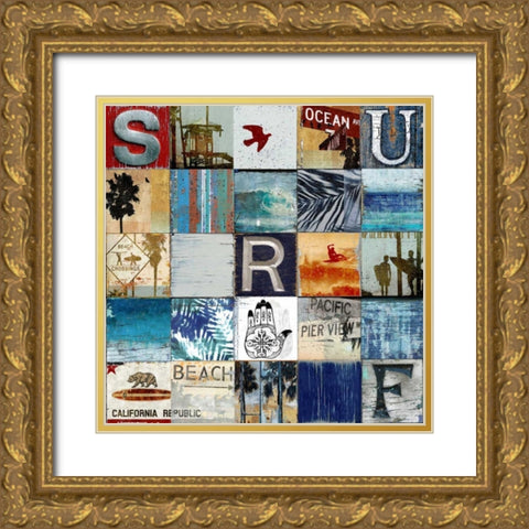 Surf City Gold Ornate Wood Framed Art Print with Double Matting by Carter, Charlie