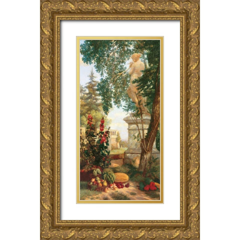 Panneau decoratif aux fruits Gold Ornate Wood Framed Art Print with Double Matting by Dugasseau, Charles