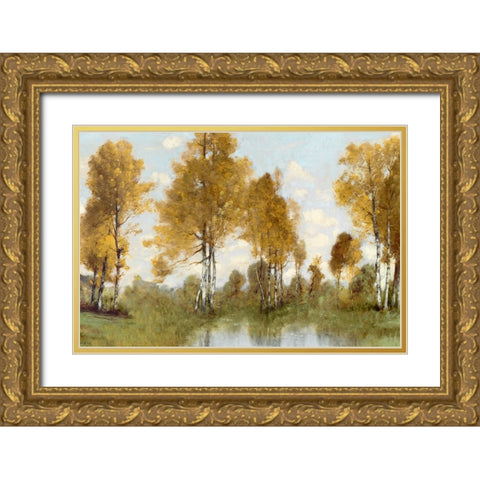 Golden Tree Pond I Gold Ornate Wood Framed Art Print with Double Matting by McKee, Christy