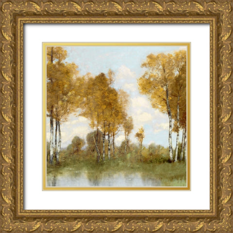 Golden Tree Pond II Gold Ornate Wood Framed Art Print with Double Matting by McKee, Christy