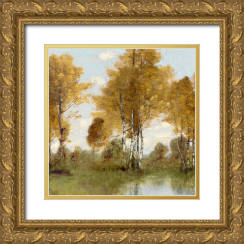 Golden Tree Pond III Gold Ornate Wood Framed Art Print with Double Matting by McKee, Christy