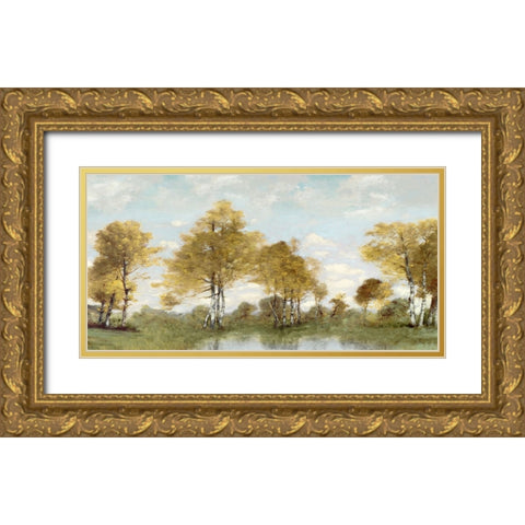 Golden Tree Pond IV Gold Ornate Wood Framed Art Print with Double Matting by McKee, Christy